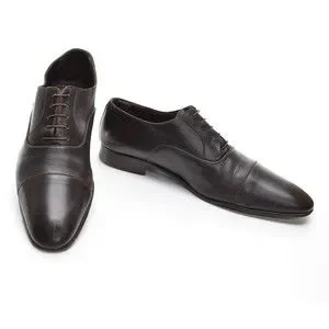 Men A. Testoni Basic Brown Leather Cap Toe Oxfords 10 M a.testoni Basic Brown Leather Cap Toe Men main image 3